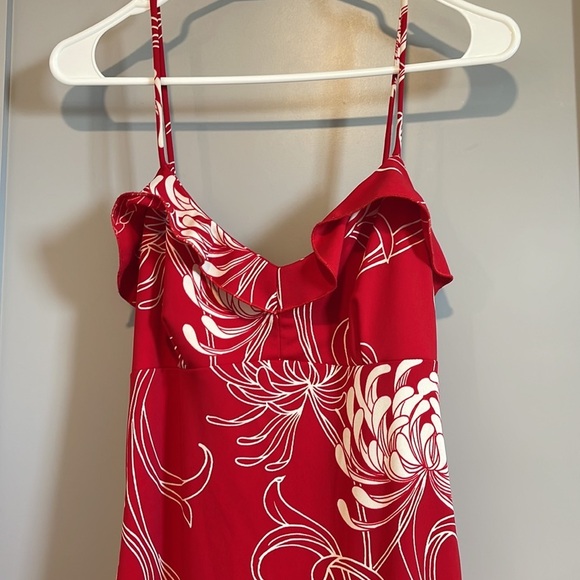 Vintage Red Floral Midi Dress Medium y2k 90s - Picture 2 of 7